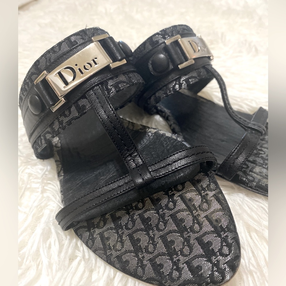 Dior Black and Gray Patterned Sandals